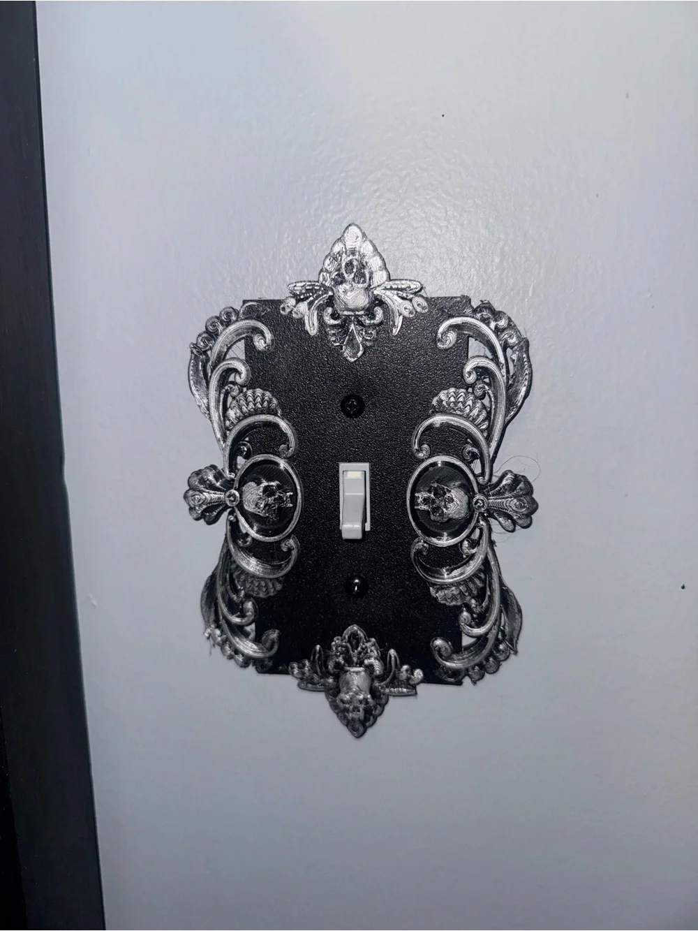 Dolls Kill Black and Silver Ornate Gothic Light Switch Plate
